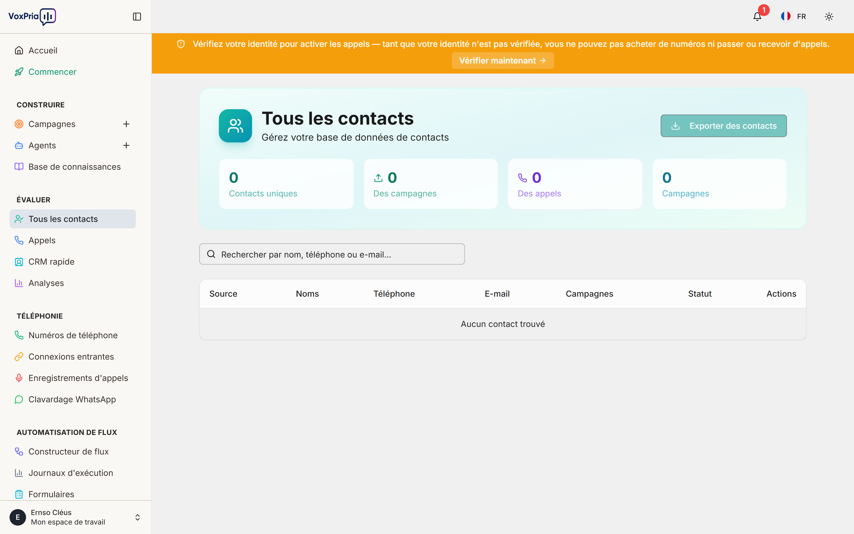 Page des contacts
