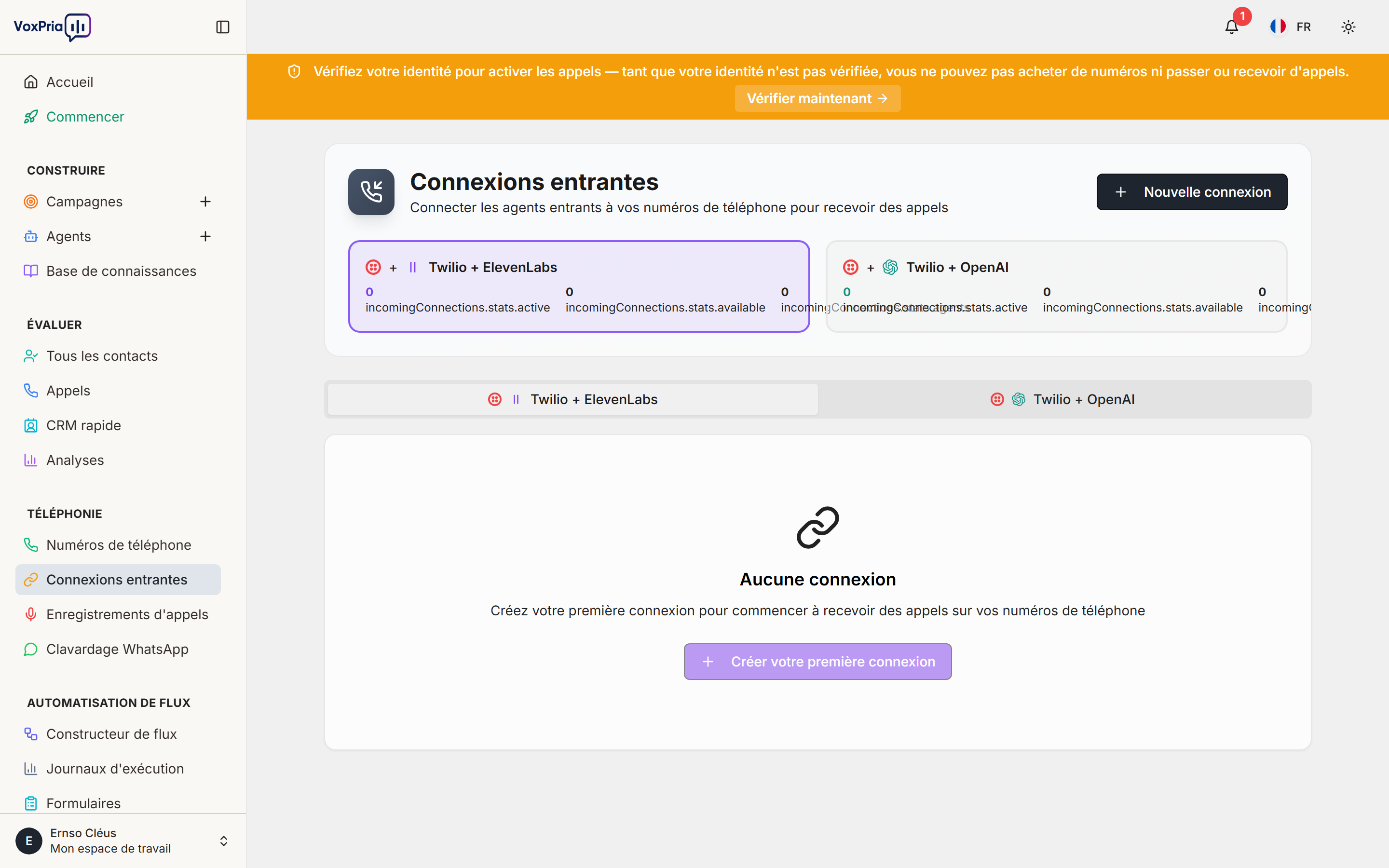 Connexions entrantes VoxPria