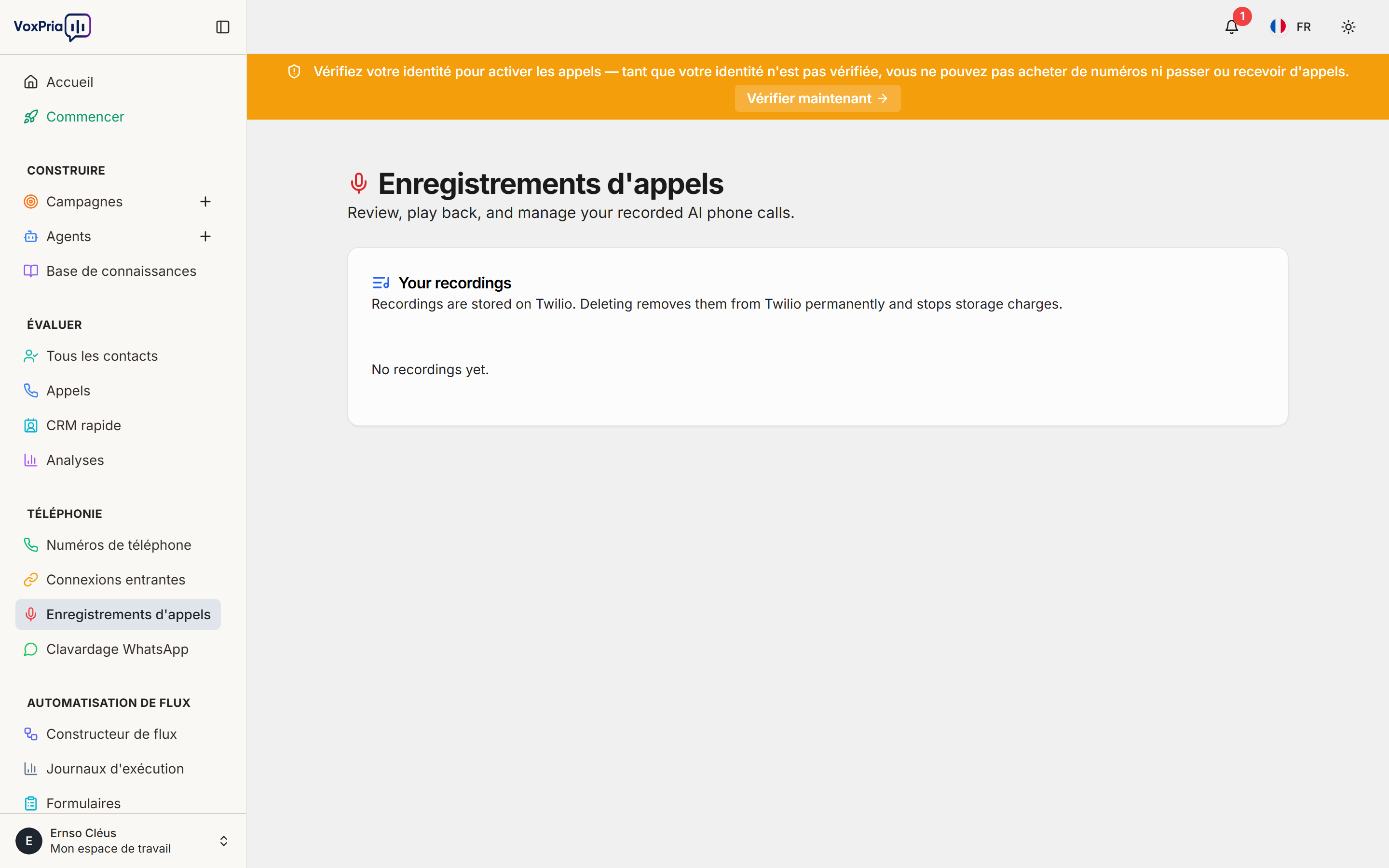 Enregistrements d'appels VoxPria