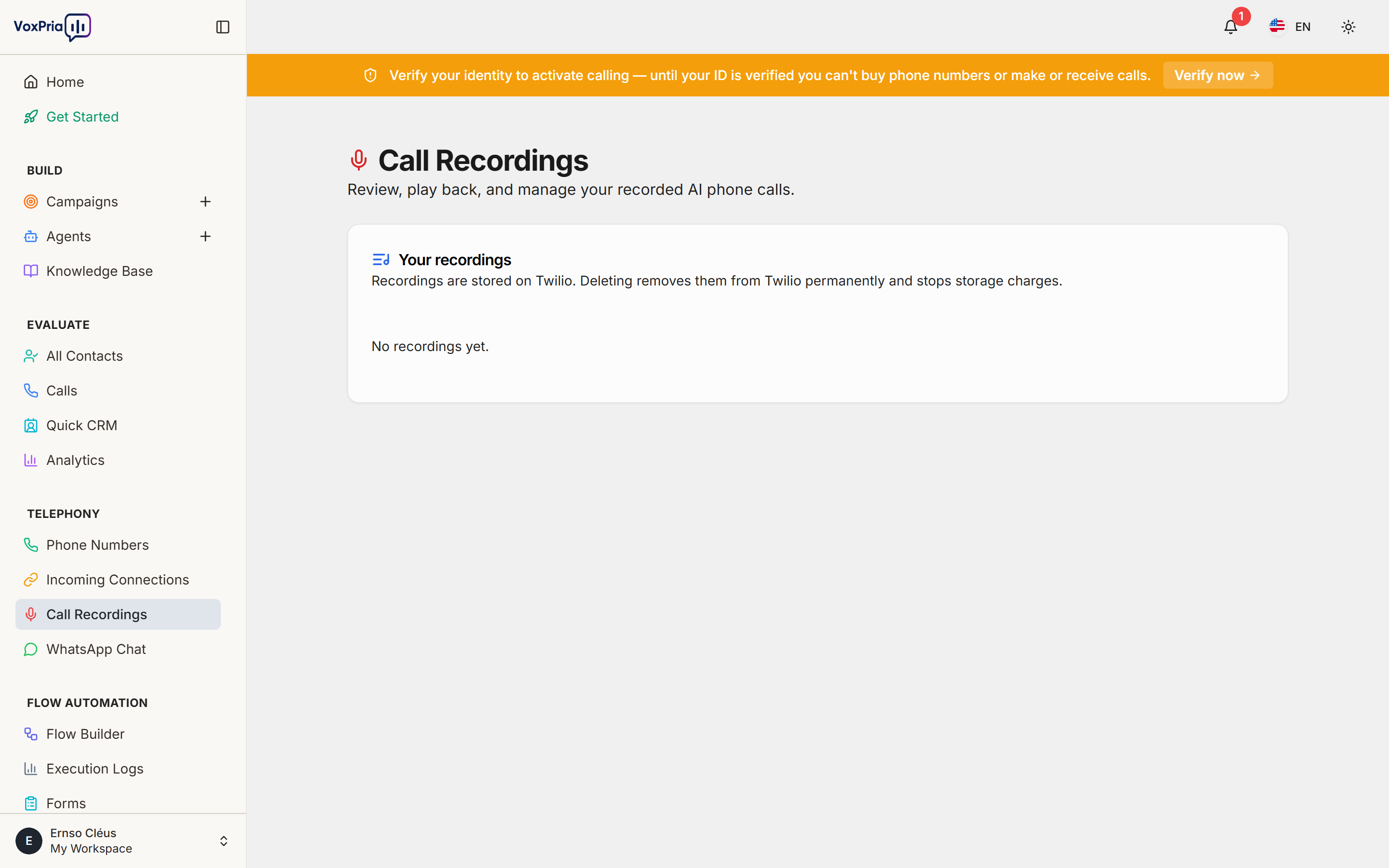 VoxPria Call Recordings